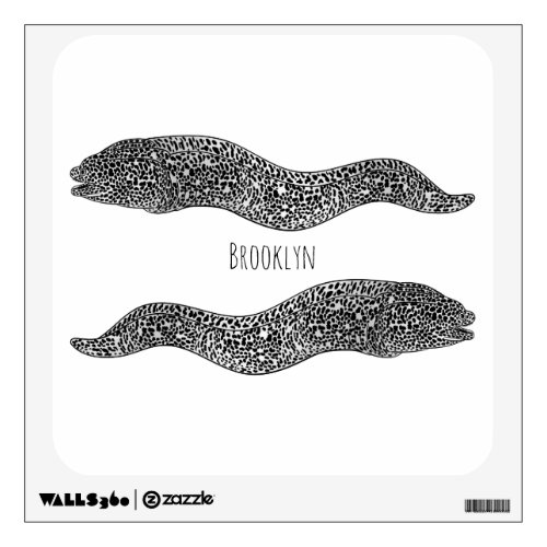 Black spotted moray eel cartoon illustration wall decal