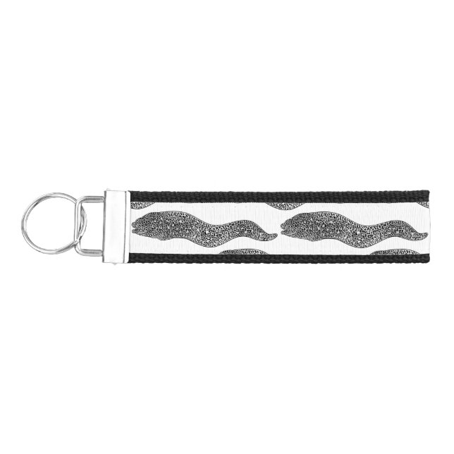 Black spotted moray eel cartoon illustration  wrist keychain (Keys on Left)