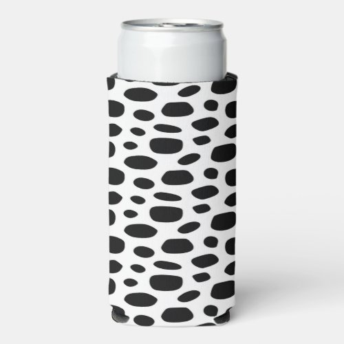 Black spotty background white seltzer can cooler