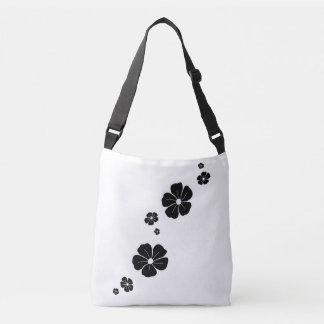 Black Spring Flowers Cross Body Tote Bag