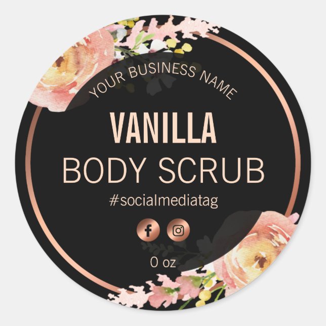 Black Spring Flowers Product Labels (Front)