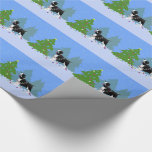 Black Springer Spaniel Decorating Christmas Tree Wrapping Paper