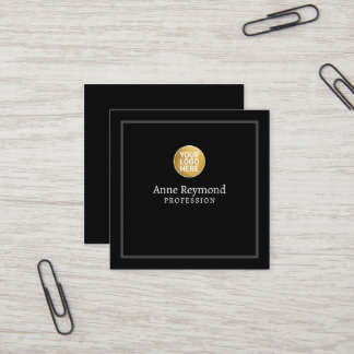Black Square Business Card with Logo