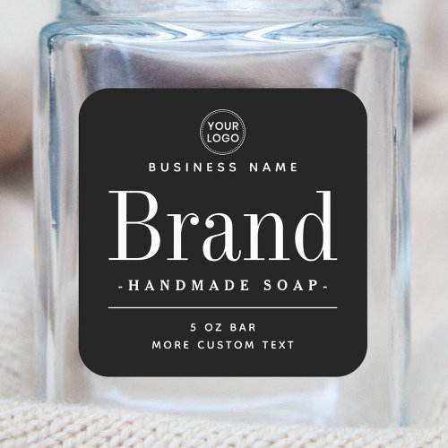 Black square elegant modern product labels
