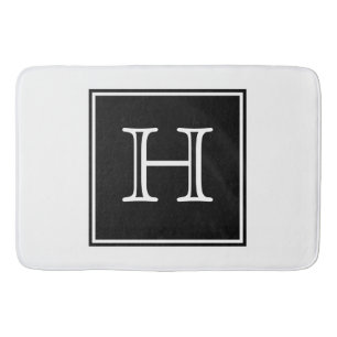 Black Square Monogram Bath Mat
