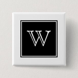 Black Square Monogram Button