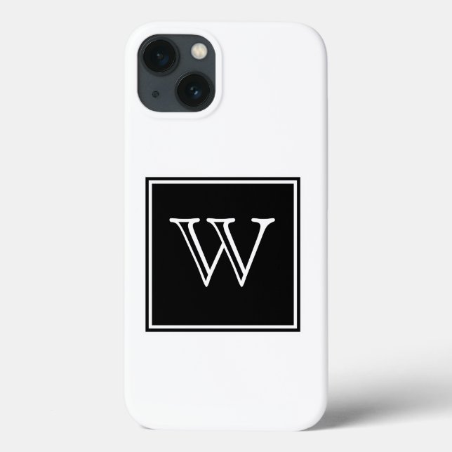 Black Square Monogram Case-Mate iPhone Case (Back)