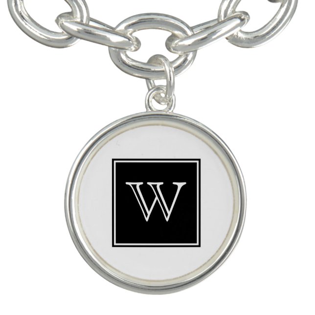 Black Square Monogram Charm Bracelet (Design)