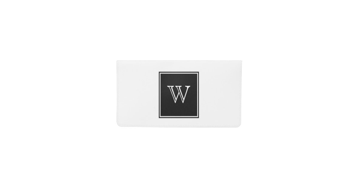 Initial Monogram Gray Checkbook Cover