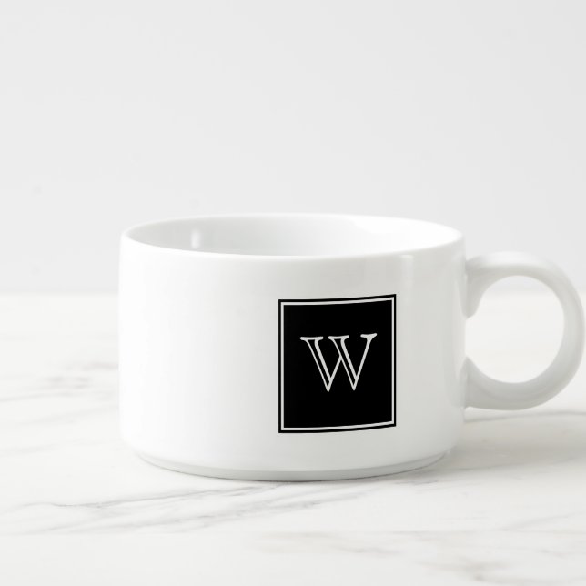 Black Square Monogram Chili Bowl (Left)