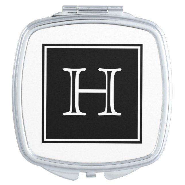 Black Square Monogram Compact Mirror (Front)