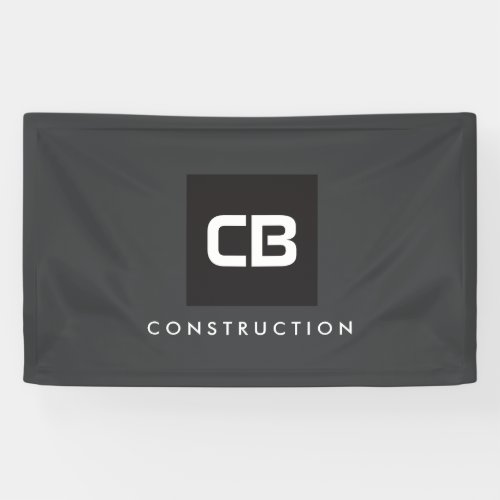 Black Square Monogram Construction Logo Dark Gray Banner