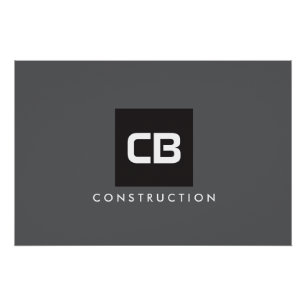 Black Square Monogram Construction Logo Dark Gray Poster