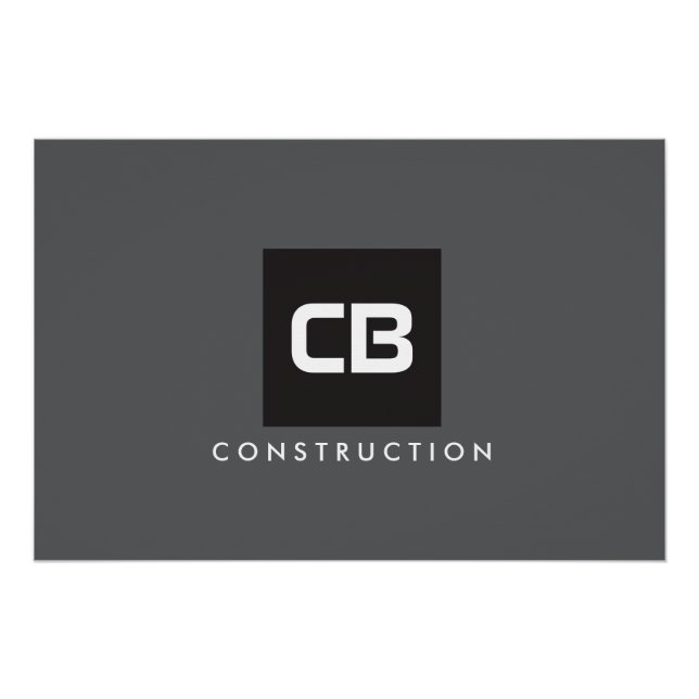 Black Square Monogram Construction Logo Dark Gray Poster (Front)
