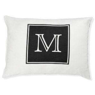 Black Square Monogram Dog Bed