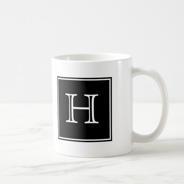 Black Square Monogram Mug (Right)