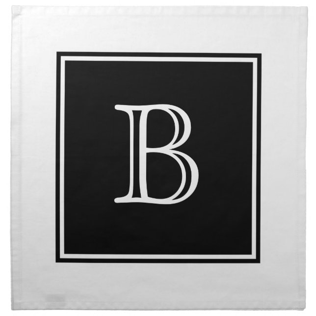 Black Square Monogram Napkin (Front)