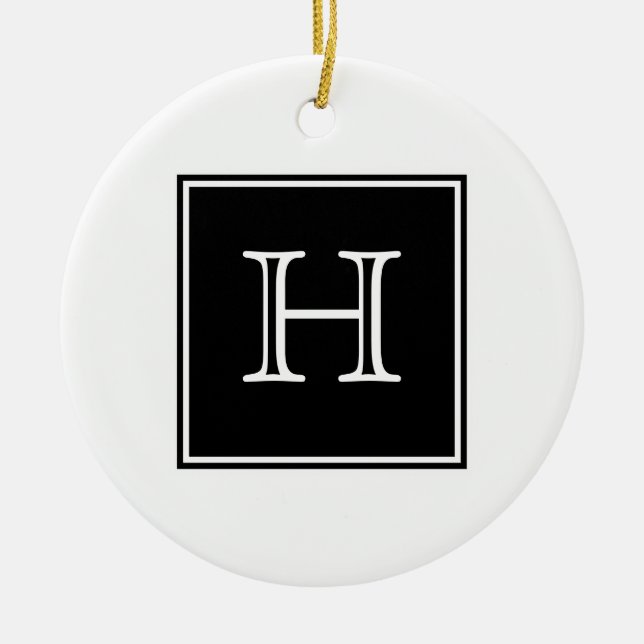 Black Square Monogram Ornament (Front)