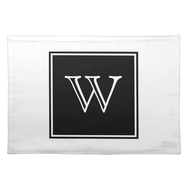 Black Square Monogram Placemat (Front)