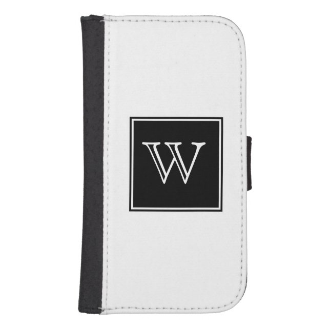 Black Square Monogram Samsung Galaxy Wallet Case (Front)