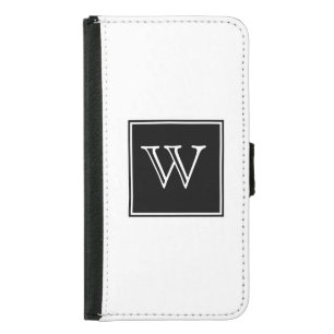 Black Square Monogram Wallet Phone Case For Samsung Galaxy S5