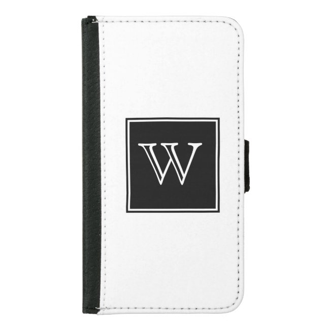 Black Square Monogram Samsung Galaxy Wallet Case (Front)