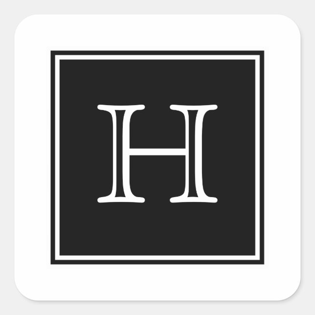 Black Square Monogram Stickers (Front)