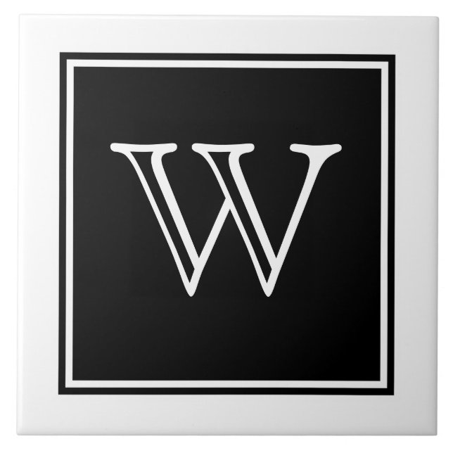 Black Square Monogram Tile (Front)