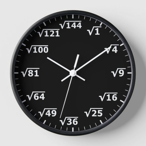 Black Square Root Clock _ Mathematics Math Clock