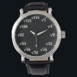 Black Square Root Clock - Mathematics Math Time Watch<br><div class="desc">square root clock, fun math wall clock, mathematics student classroom time, maths teacher class hours, number geek nerd humor, squareroot calculation school lesson, calculating calculations sums, black and white numbers, elementary primary secondary school, high school college university</div>