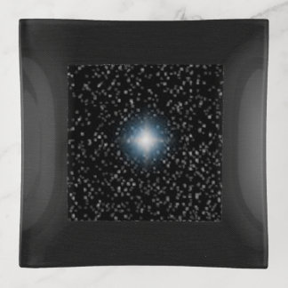 Black square, silver stars specks trinket trays
