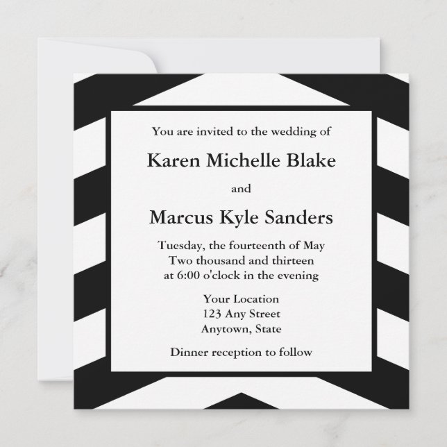 Black Square Wedding Invitations or Announcements (Front)