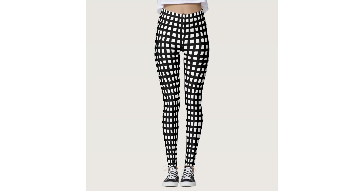 black and white grid leggings