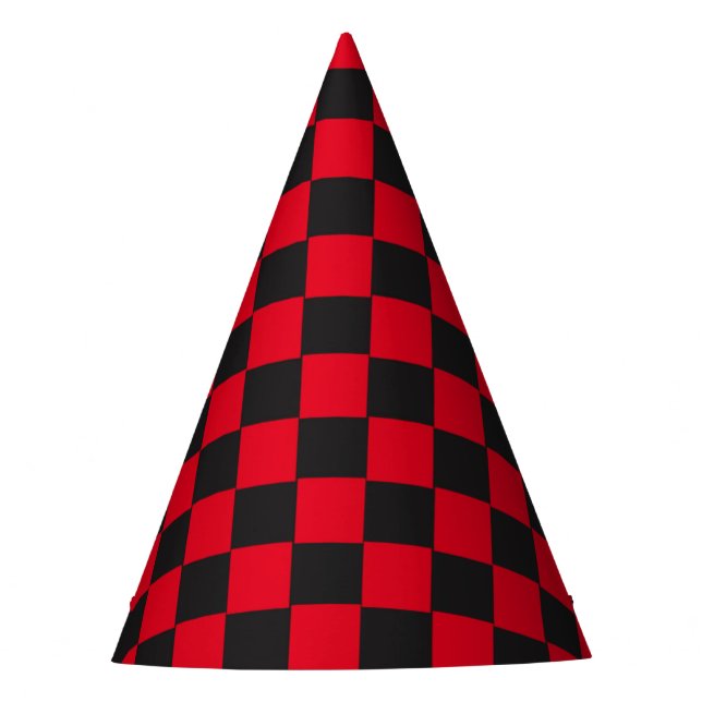 Black Squares Red Ladybug Colors Beetle Party Hat (Front)