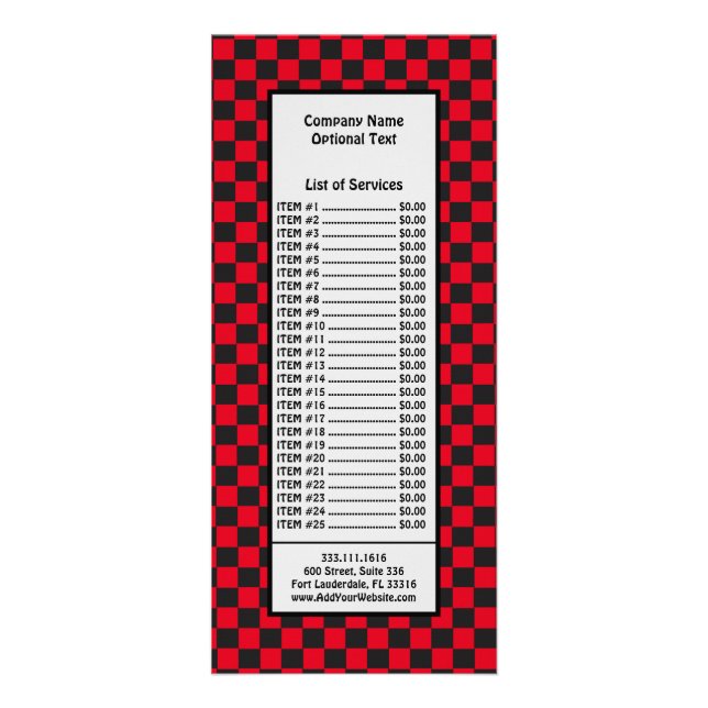 Black Squares Red Ladybug Colors Beetle Rack Card (Front)