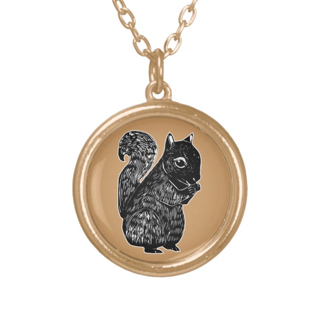 Black Squirrel Brown Oak Necklace (Front)