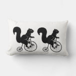 Black Squirrel Rider On Old Bike Lumbar Pillow at Zazzle