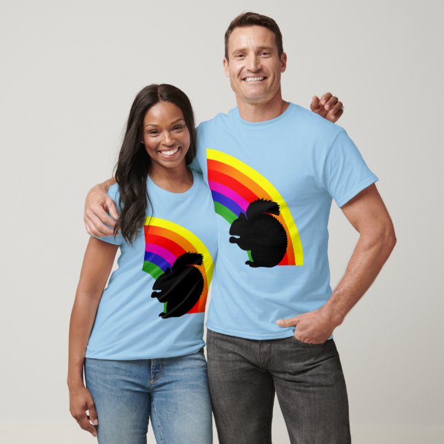 Black Squirrel Silhouette Colorful Rainbow Unisex T-Shirt (Unisex)