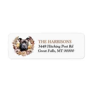 Black Staffordshire Terrier Dog Autumn Wreath Label