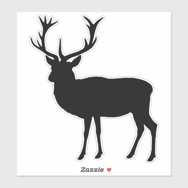 Black Stag Elegant Traditional Deer Silhouette Sticker (Sheet)