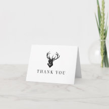 Black Stag Head Rustic Woodland Thank You
