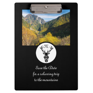 Black Stag Silhouette Monogram Photo Clipboard