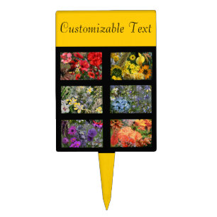 Black Stained Glass Window Flower Garden Cake Topper