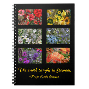 Black Stained Glass Window Flower Garden Notebook