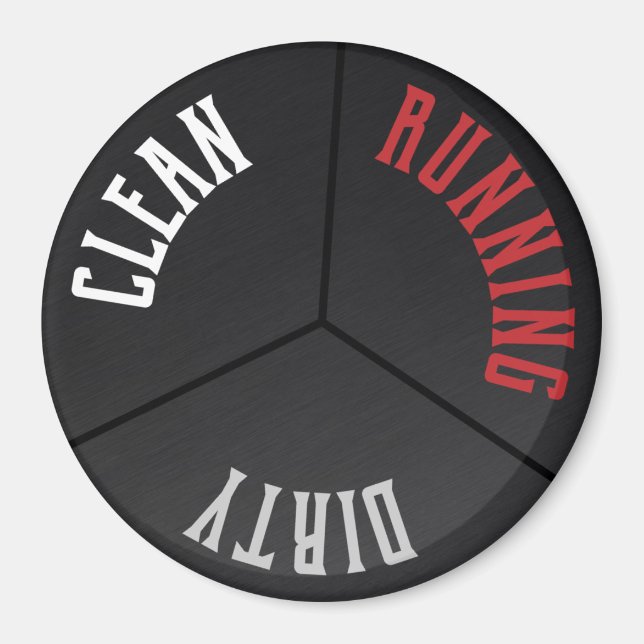 Black Stainless Dishwasher Clean Dirty Running Magnet (Front)