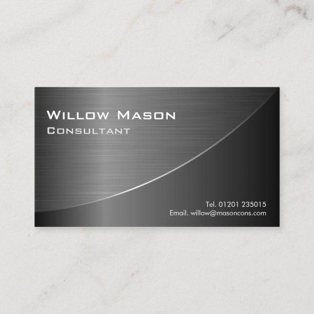 Black Stainless Steel Curved, Business Card (Front)
