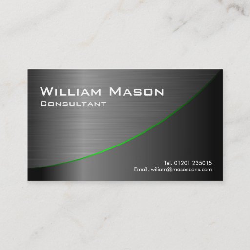 Customizable Black Stainless Steel Curved, Business Card