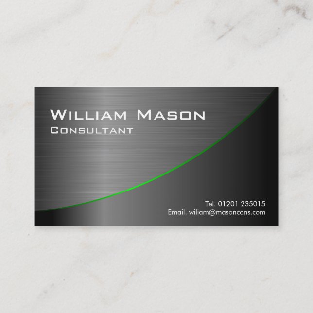 Black Stainless Steel Curved, Business Card (Front)