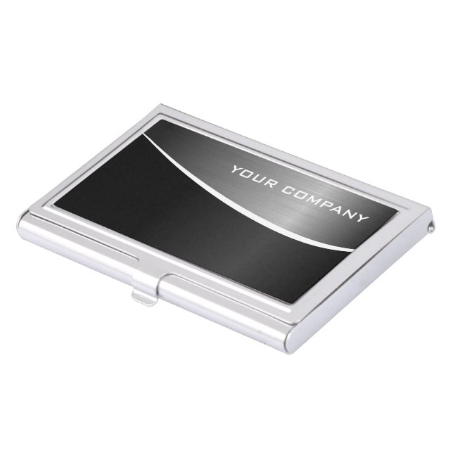 Black Stainless Steel Effect Business Card Holder (Front)