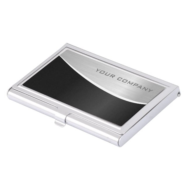 Black Stainless Steel Effect Business Card Holder (Front)